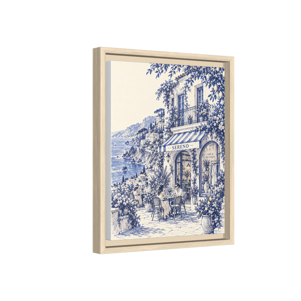 Sereno by Café Vivere - Amalfi Coast Blue Ink Matte Canvas Print, Framed (Multi-color)