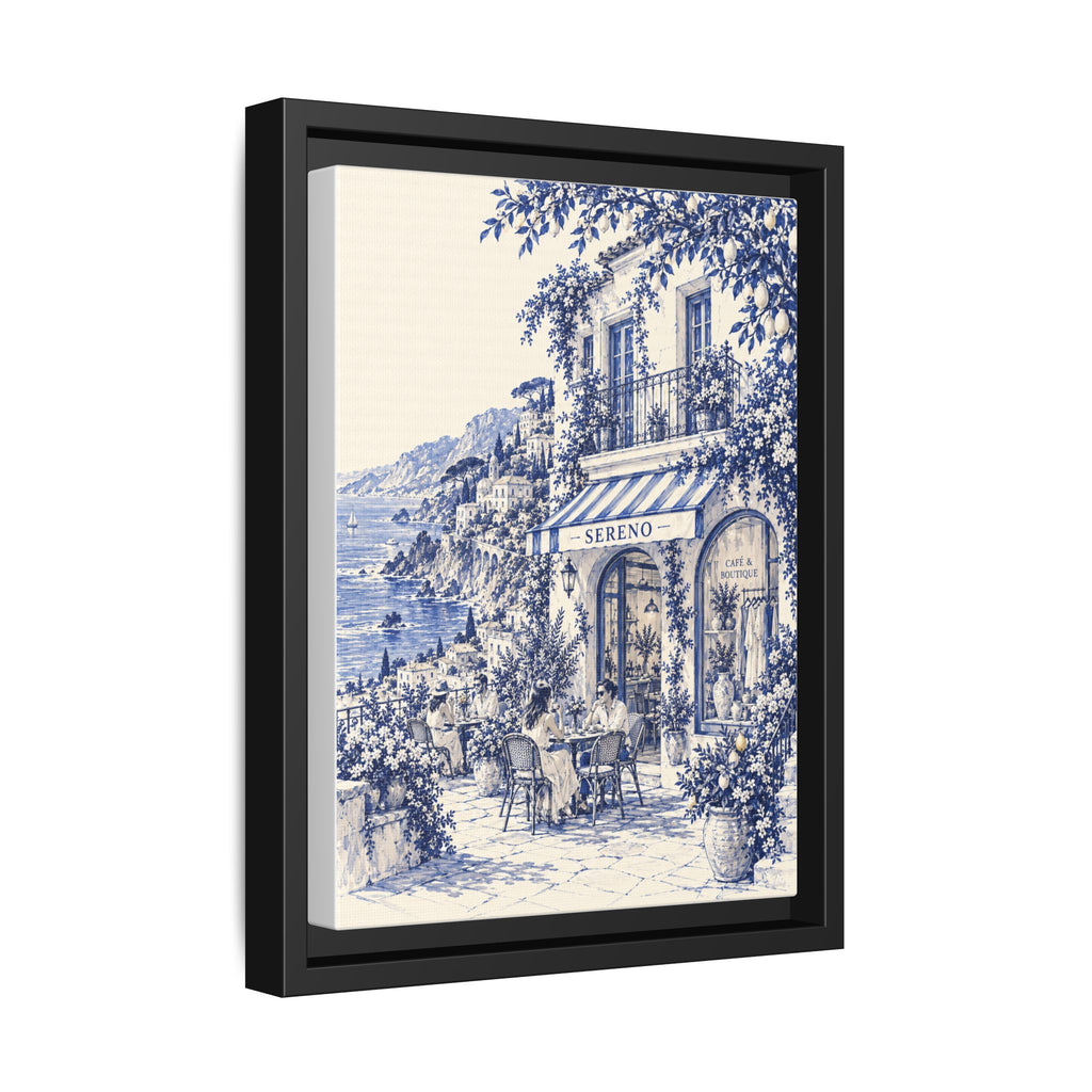 Sereno by Café Vivere - Amalfi Coast Blue Ink Matte Canvas Print, Framed (Multi-color)