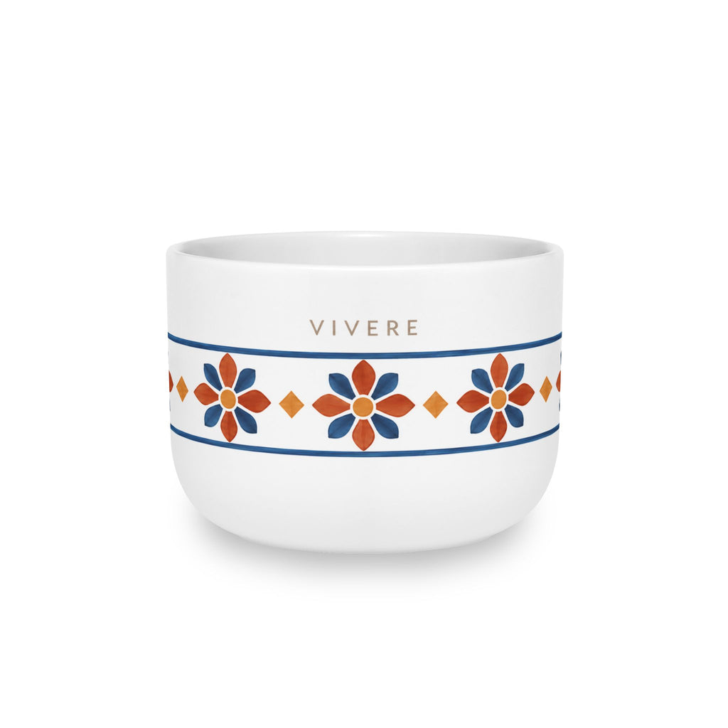 Vivere Ceramic Latte Mug — 25oz Sereno Retro Floral Border Design