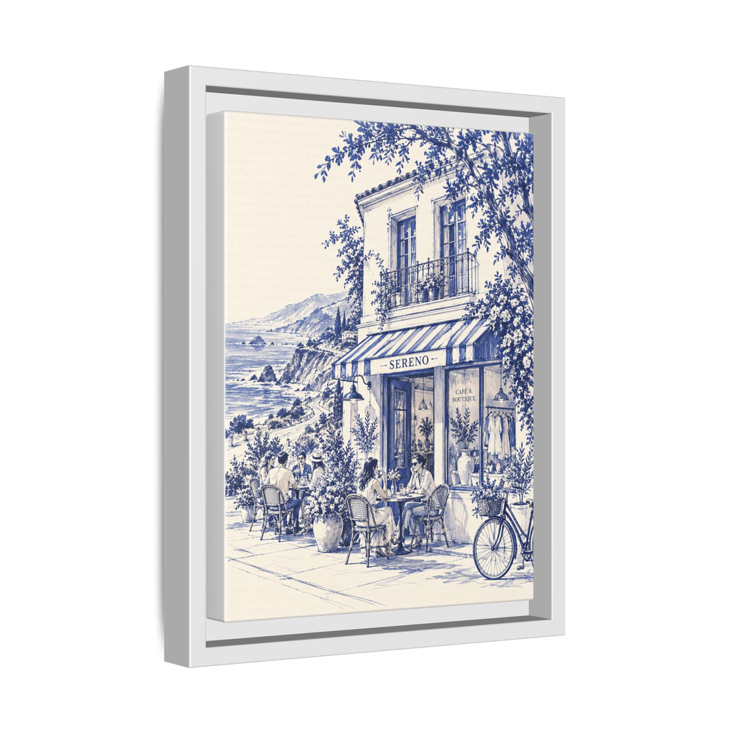 Sereno by Café Vivere - Pacific Coast Highway Blue Ink Matte Canvas Print, Framed (Multi-color)