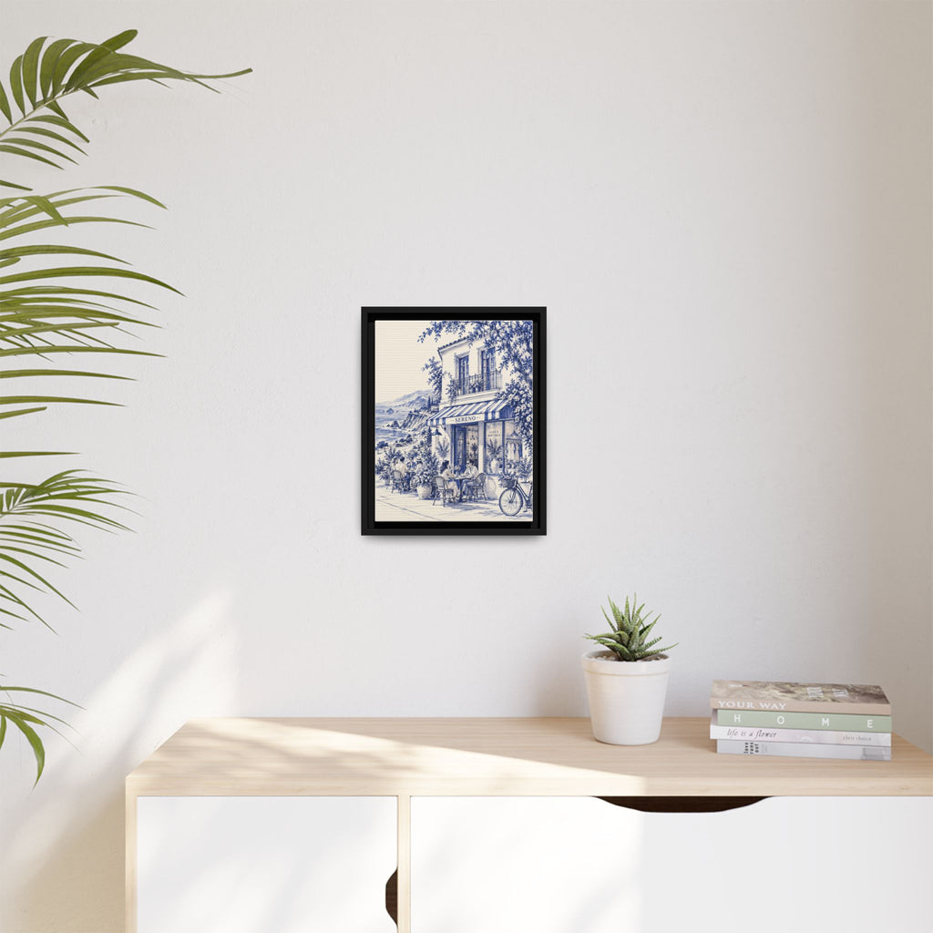 Sereno by Café Vivere - Pacific Coast Highway Blue Ink Matte Canvas Print, Framed (Multi-color)