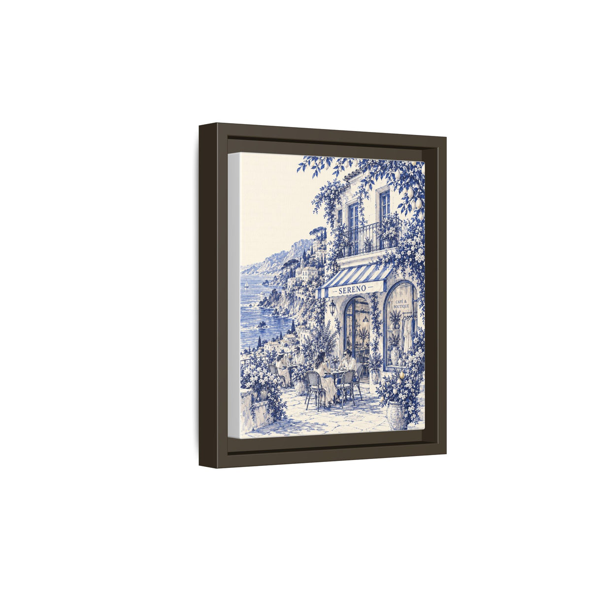 Sereno by Café Vivere - Amalfi Coast Blue Ink Matte Canvas Print, Framed (Multi-color)