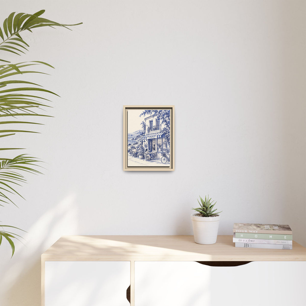 Sereno by Café Vivere - Pacific Coast Highway Blue Ink Matte Canvas Print, Framed (Multi-color)