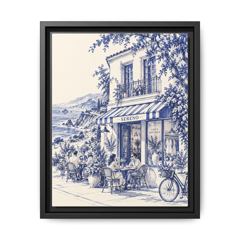 Sereno by Café Vivere - Pacific Coast Highway Blue Ink Matte Canvas Print, Framed (Multi-color)