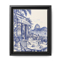 Sereno by Café Vivere - Rio de Janeiro Coast Blue Ink Matte Canvas Print, Framed (Multi-color)