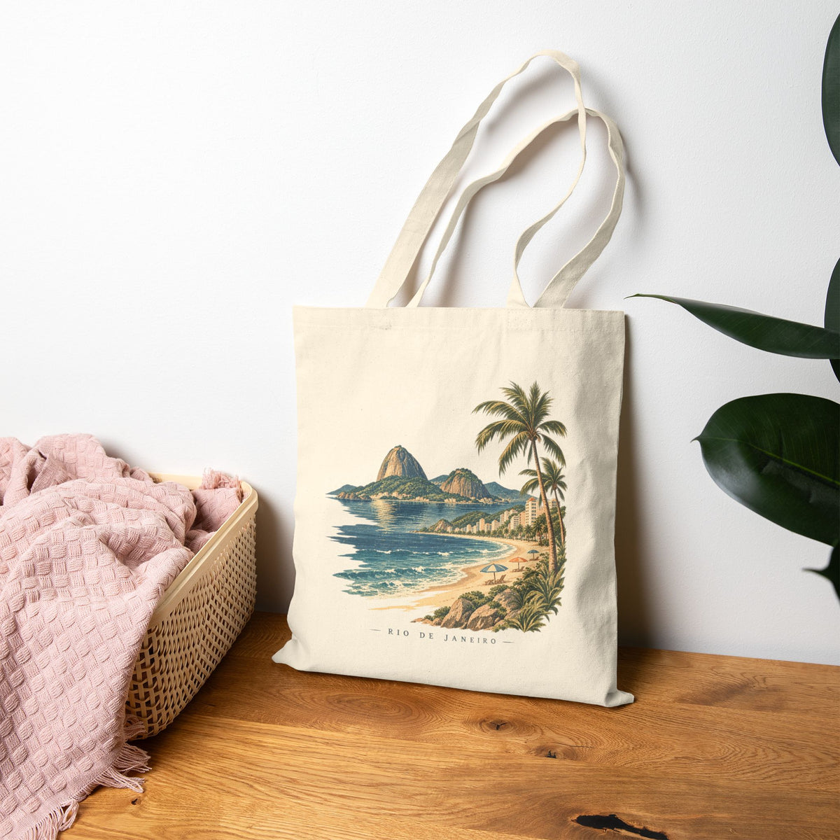 Beach Vintage Tote Bag — Rio de Janeiro Sugar Loaf Seaside Sereno Bag
