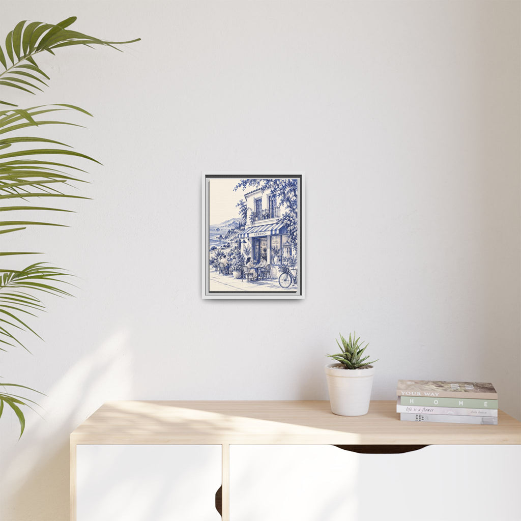 Sereno by Café Vivere - Pacific Coast Highway Blue Ink Matte Canvas Print, Framed (Multi-color)