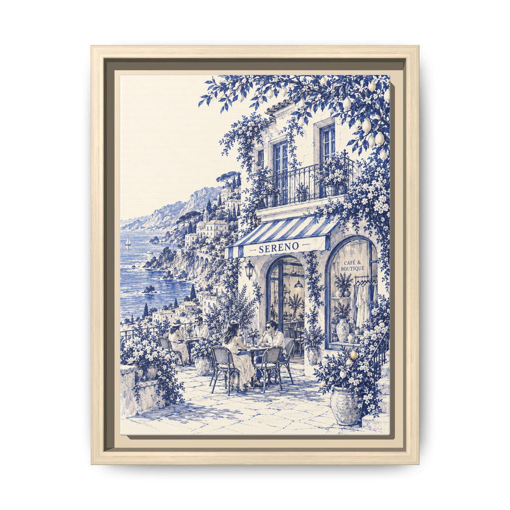 Sereno by Café Vivere - Amalfi Coast Blue Ink Matte Canvas Print, Framed (Multi-color)