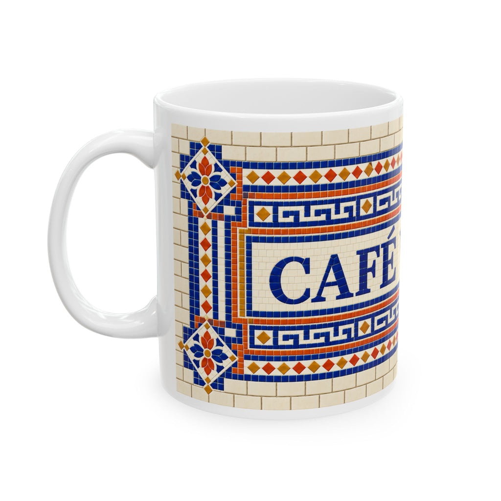 Café Vivere Ceramic Mug — Vintage Tile Pattern (11oz & 15oz)