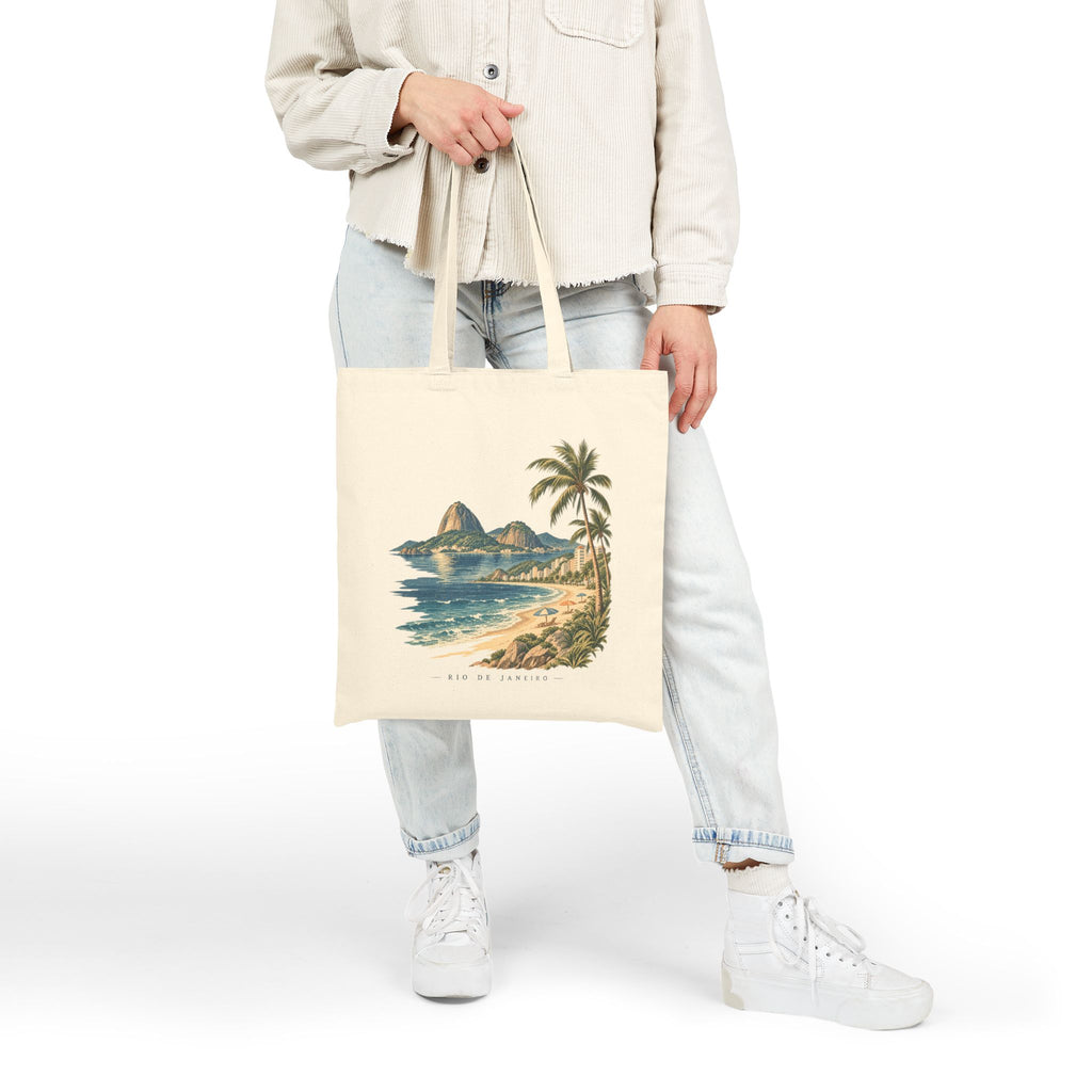 Beach Vintage Tote Bag — Rio de Janeiro Sugar Loaf Seaside Sereno Bag