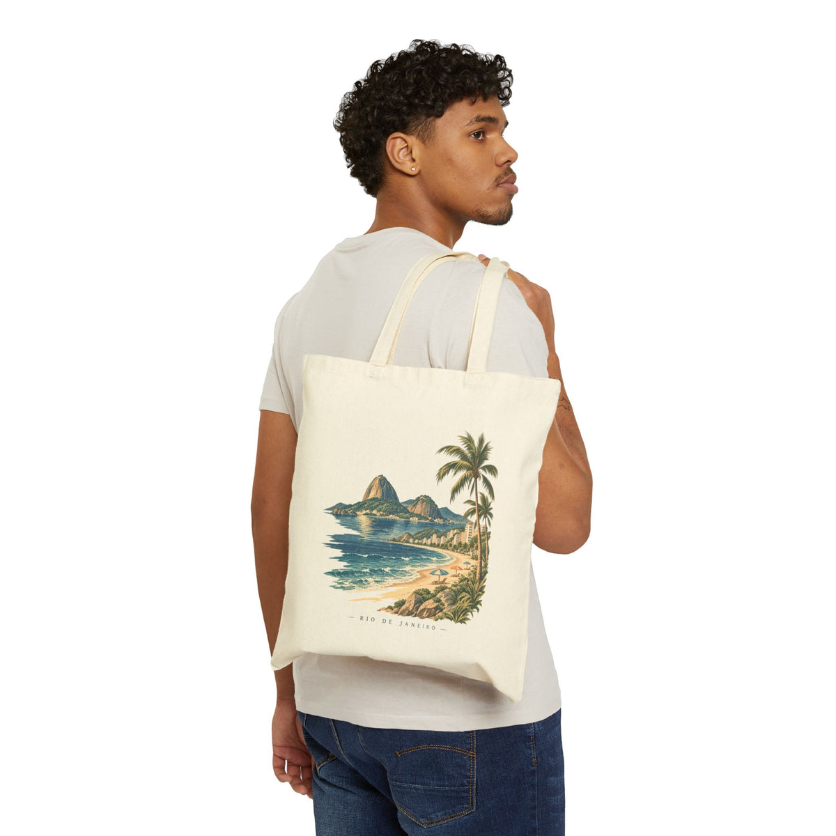 Beach Vintage Tote Bag — Rio de Janeiro Sugar Loaf Seaside Sereno Bag