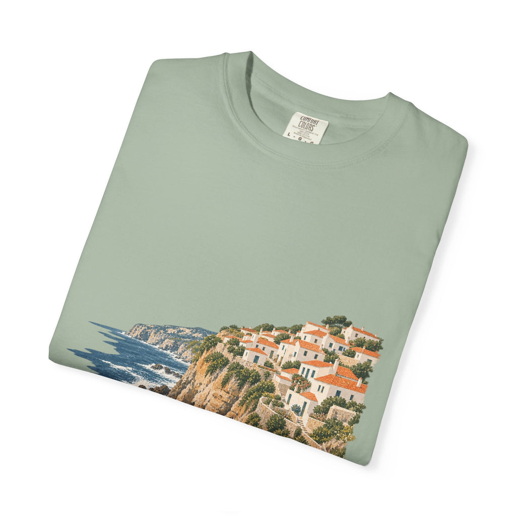 Coastal Cliffside Illustration T-Shirt — Café Vivere Azenhas do Mar Portugal Scenic Tee