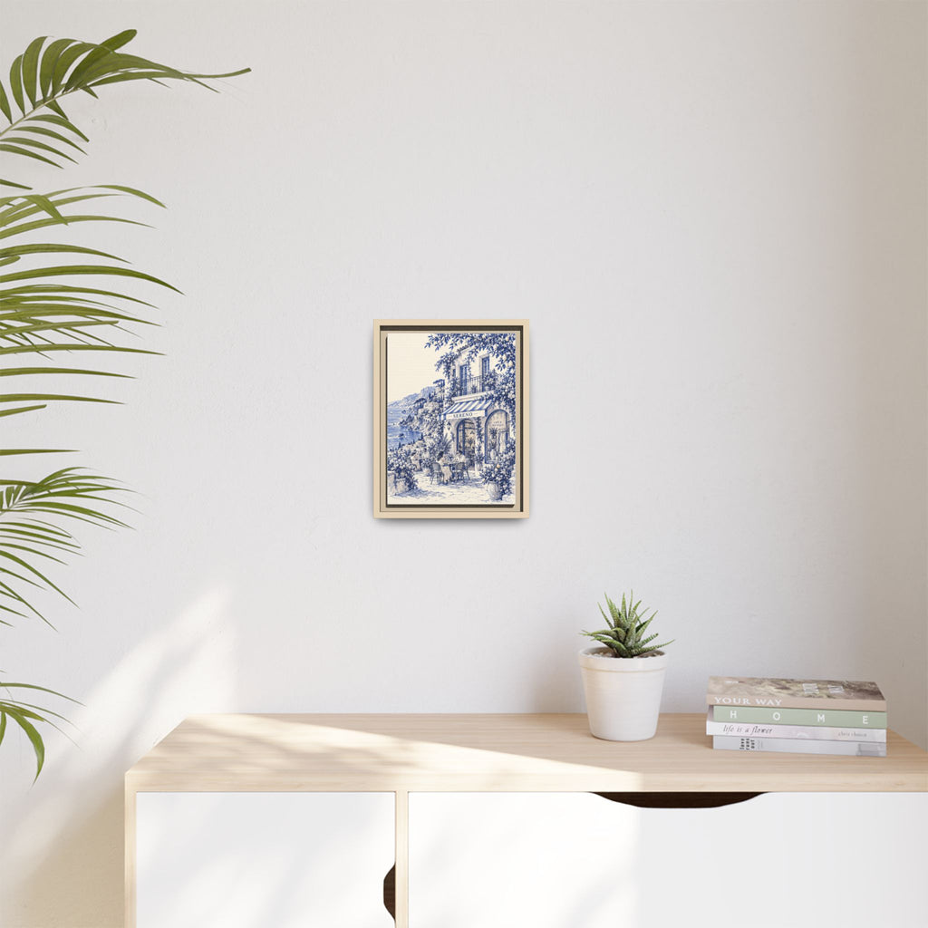 Sereno by Café Vivere - Amalfi Coast Blue Ink Matte Canvas Print, Framed (Multi-color)