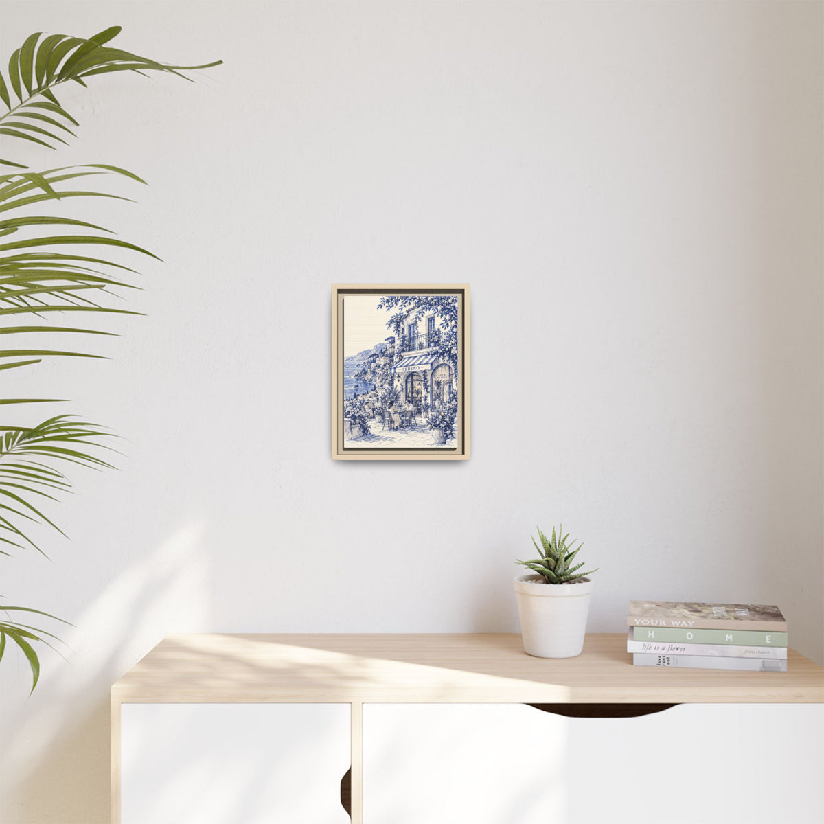 Sereno by Café Vivere - Amalfi Coast Blue Ink Matte Canvas Print, Framed (Multi-color)