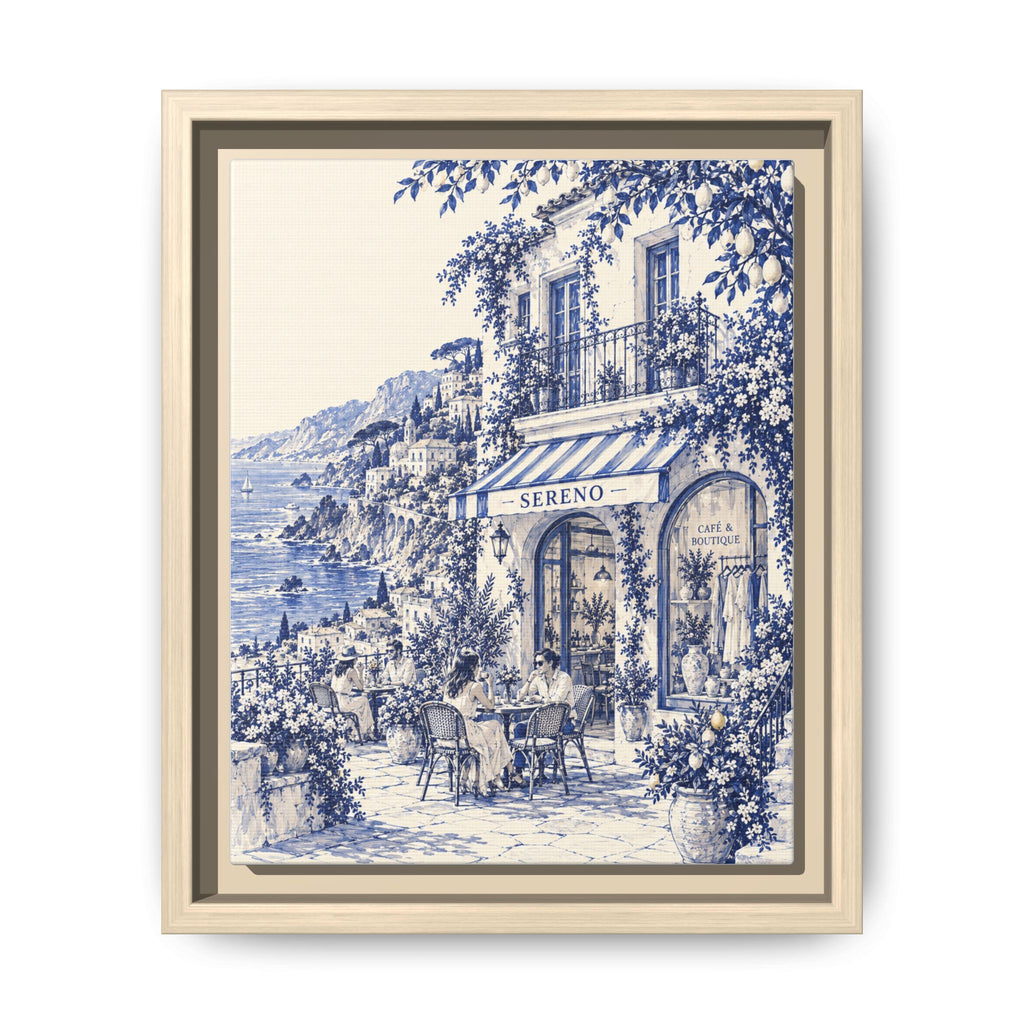 Sereno by Café Vivere - Amalfi Coast Blue Ink Matte Canvas Print, Framed (Multi-color)