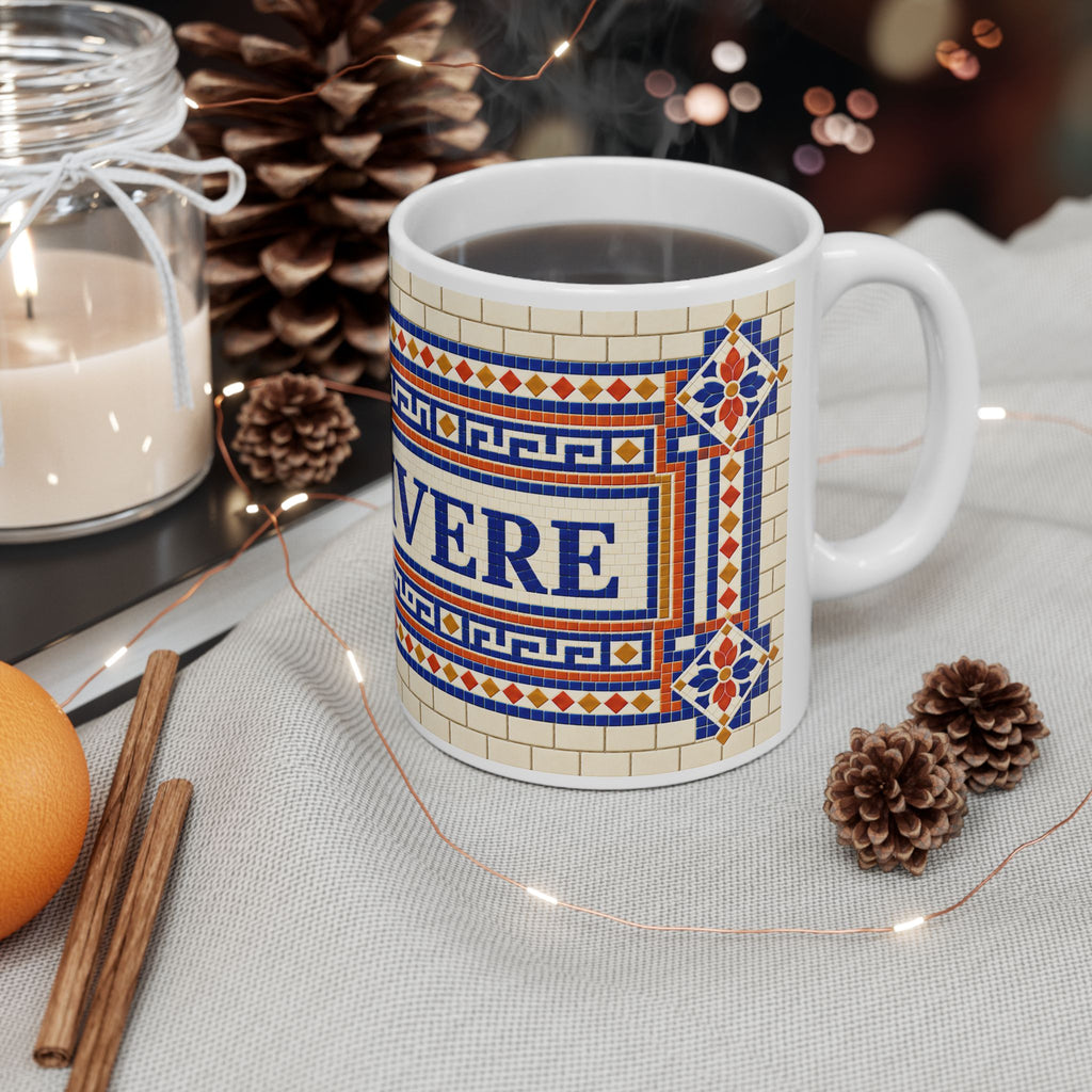 Café Vivere Ceramic Mug — Vintage Tile Pattern (11oz & 15oz)