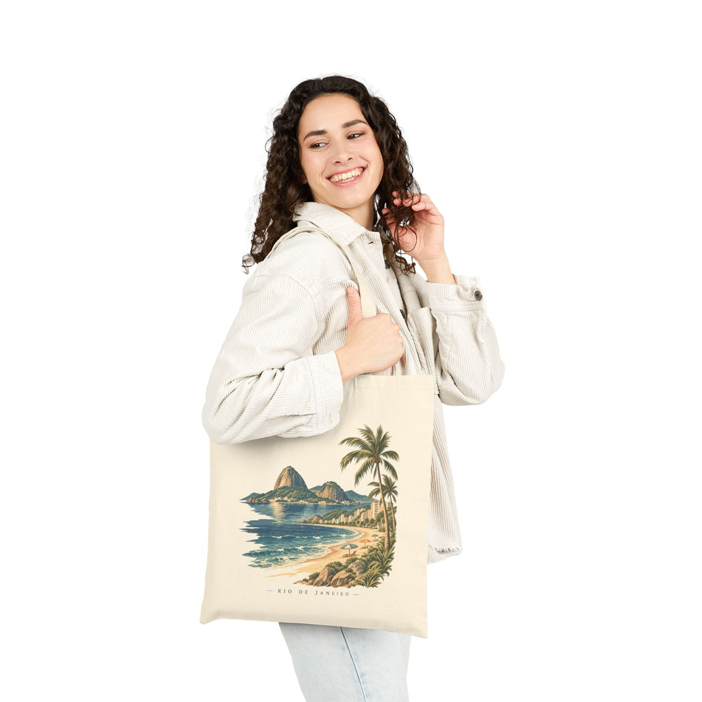 Beach Vintage Tote Bag — Rio de Janeiro Sugar Loaf Seaside Sereno Bag