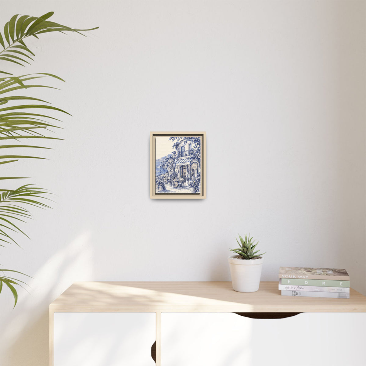 Sereno by Café Vivere - Amalfi Coast Blue Ink Matte Canvas Print, Framed (Multi-color)