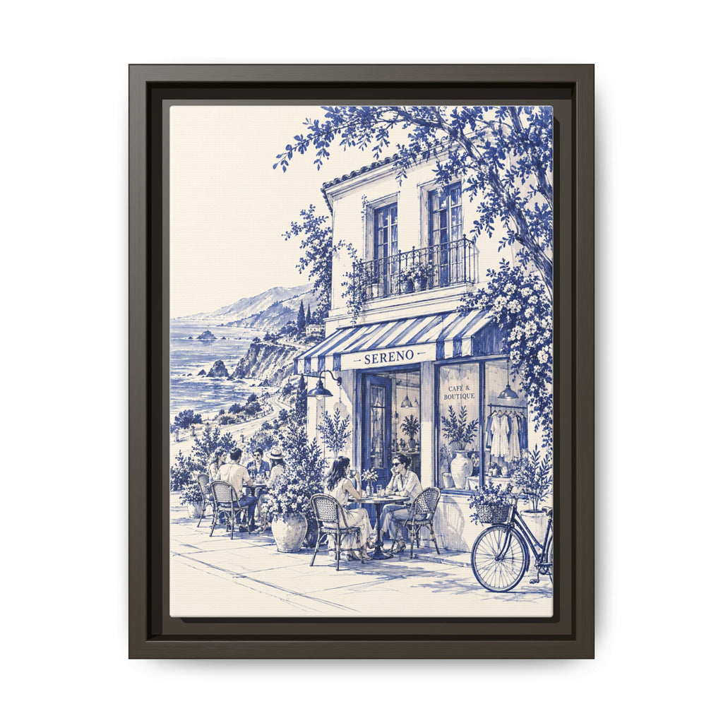 Sereno by Café Vivere - Pacific Coast Highway Blue Ink Matte Canvas Print, Framed (Multi-color)