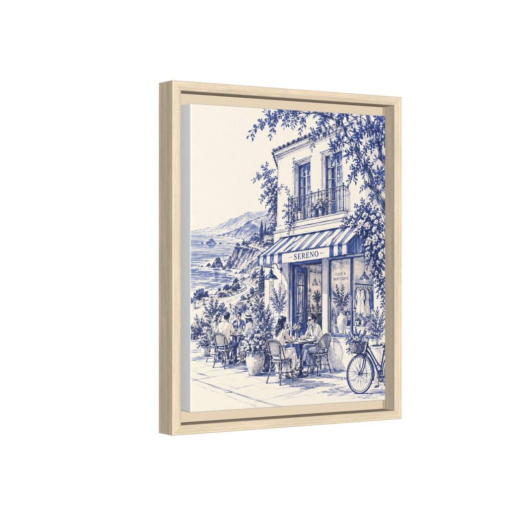 Sereno by Café Vivere - Pacific Coast Highway Blue Ink Matte Canvas Print, Framed (Multi-color)
