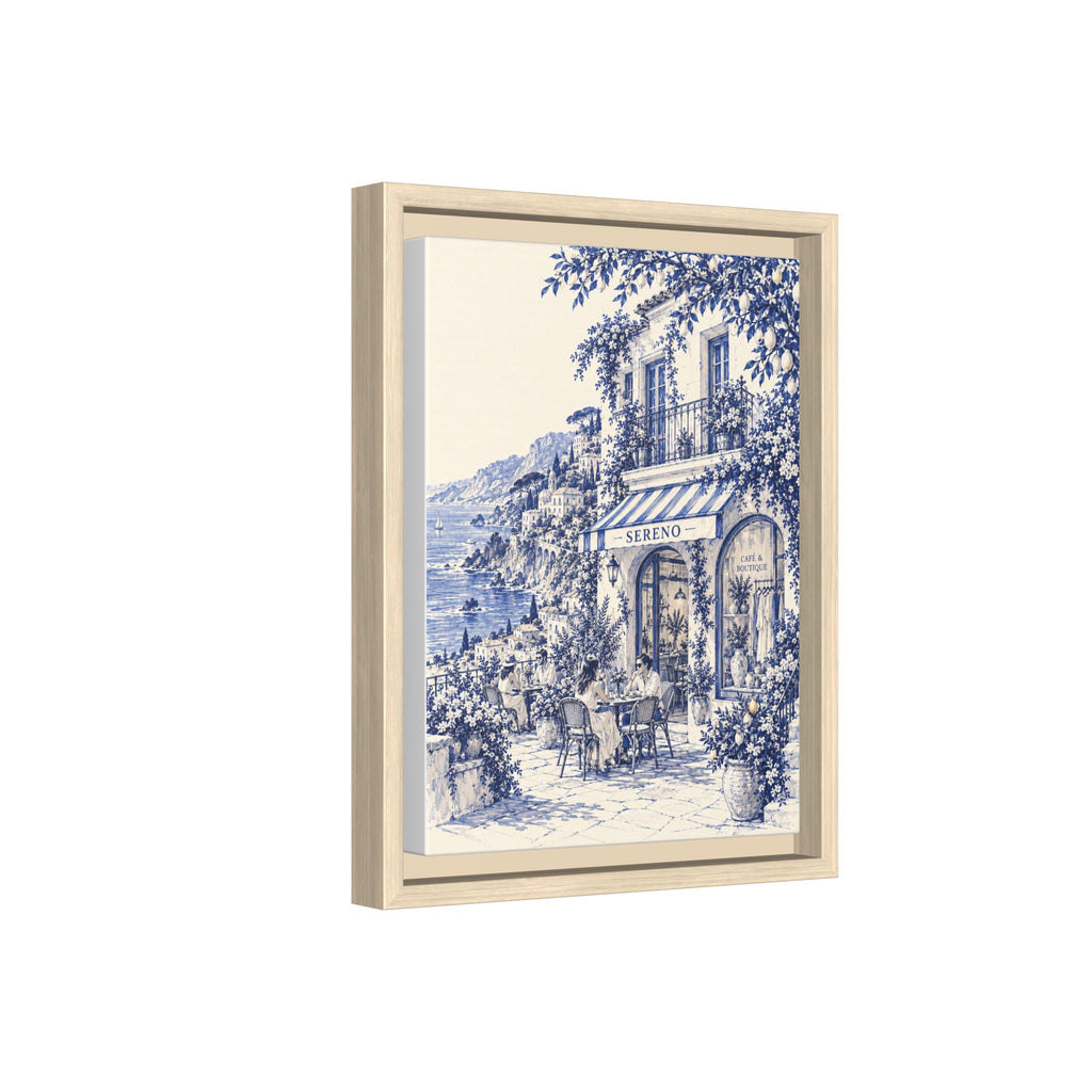 Sereno by Café Vivere - Amalfi Coast Blue Ink Matte Canvas Print, Framed (Multi-color)