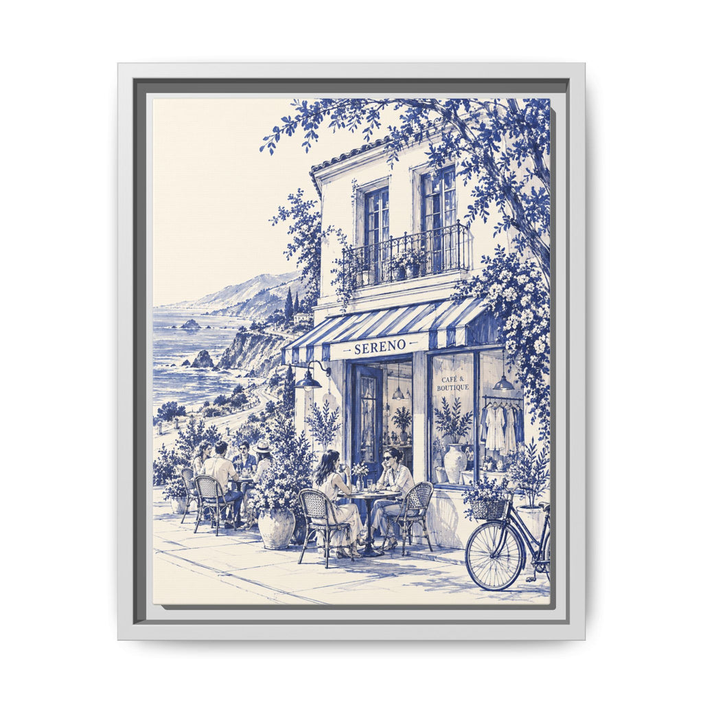 Sereno by Café Vivere - Pacific Coast Highway Blue Ink Matte Canvas Print, Framed (Multi-color)