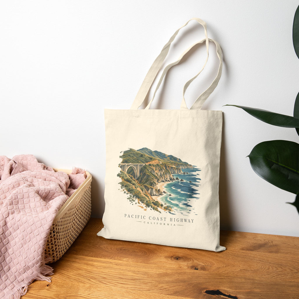Pacific Coast Highway Sereno Bag— Café Vivere Bixby Bridge California Scenic Tote Bag