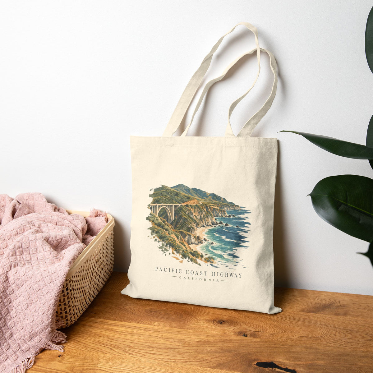 Pacific Coast Highway Sereno Bag— Café Vivere Bixby Bridge California Scenic Tote Bag