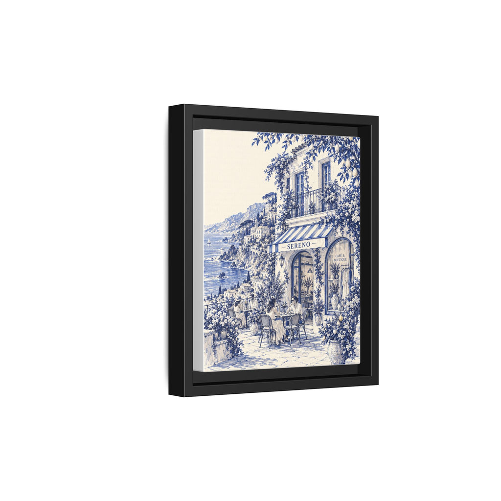 Sereno by Café Vivere - Amalfi Coast Blue Ink Matte Canvas Print, Framed (Multi-color)