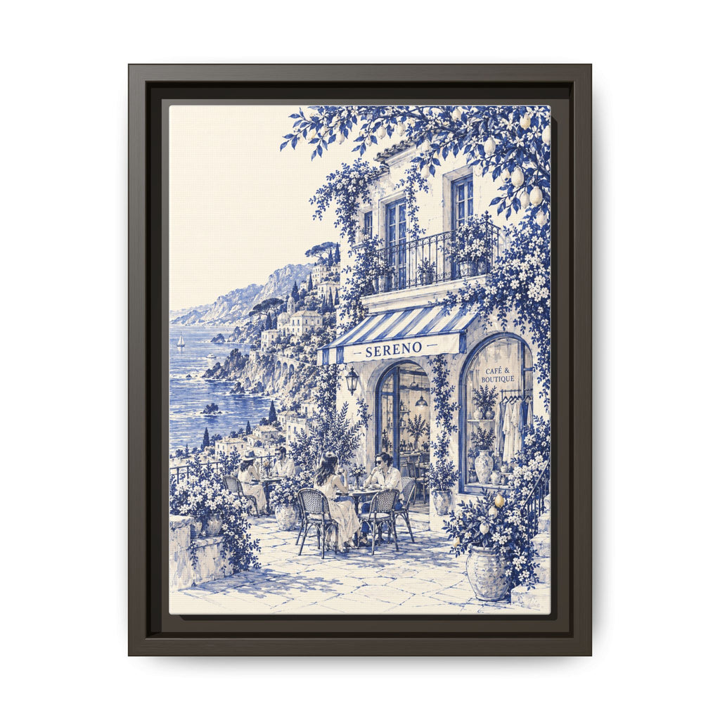 Sereno by Café Vivere - Amalfi Coast Blue Ink Matte Canvas Print, Framed (Multi-color)