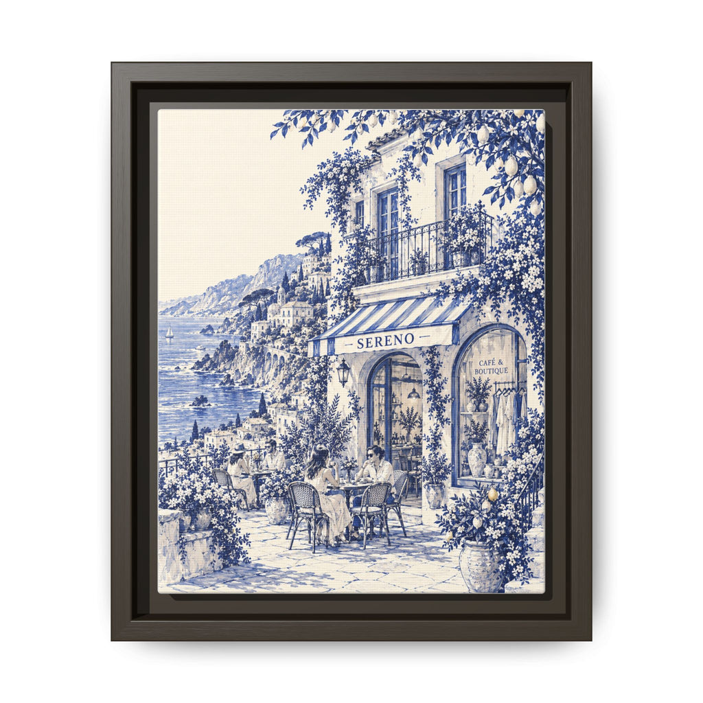 Sereno by Café Vivere - Amalfi Coast Blue Ink Matte Canvas Print, Framed (Multi-color)