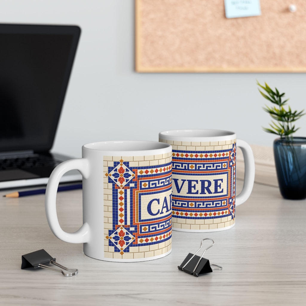 Café Vivere Ceramic Mug — Vintage Tile Pattern (11oz & 15oz)