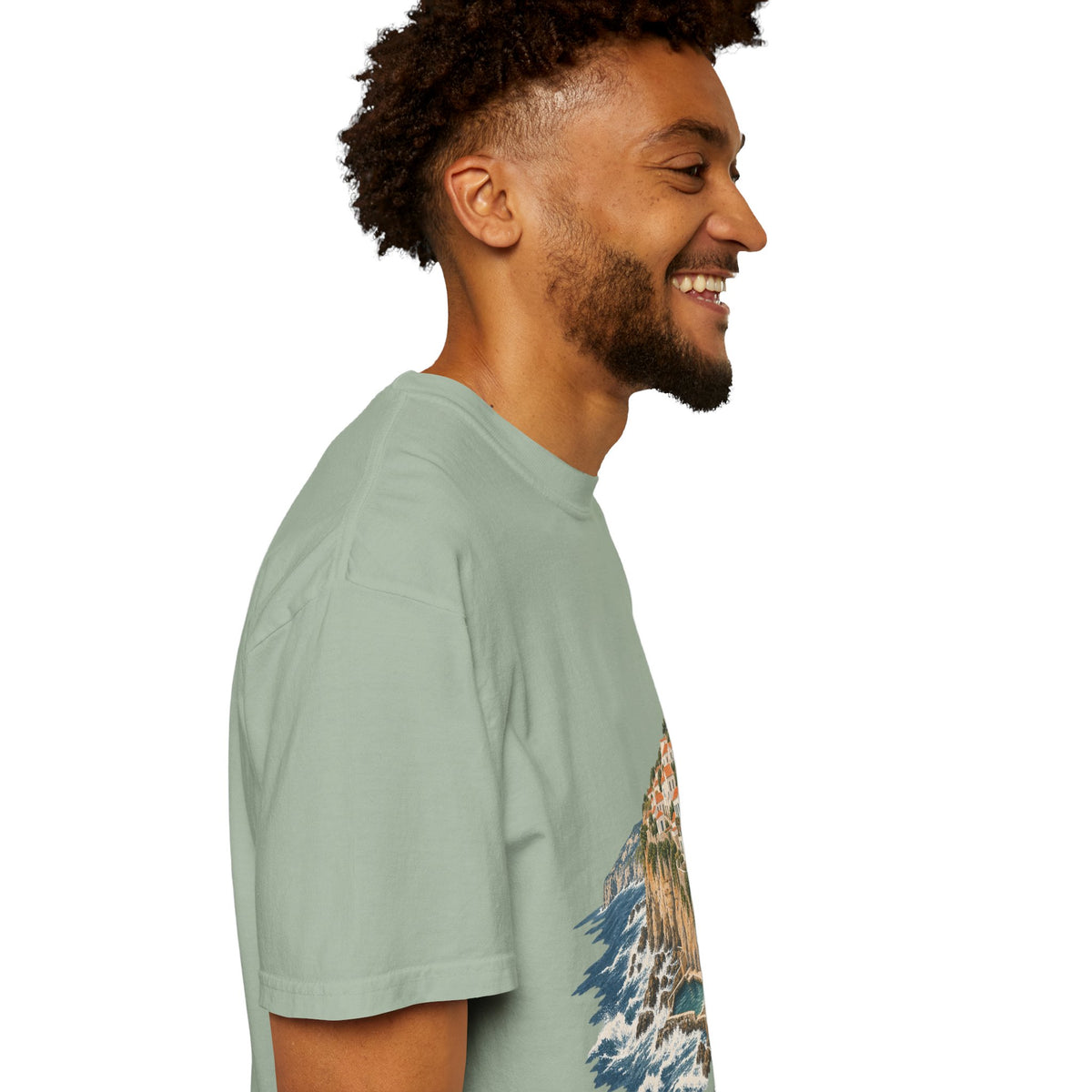 Coastal Cliffside Illustration T-Shirt — Café Vivere Azenhas do Mar Portugal Scenic Tee