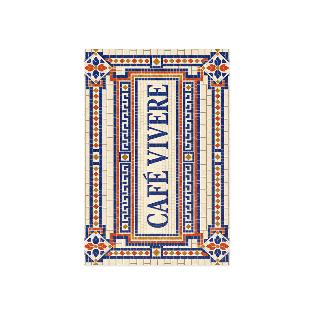 Café Vivere Fine Art Postcard Set — Vintage Mosaic Tile Design