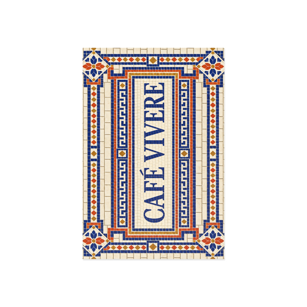 Café Vivere Fine Art Postcard Set — Vintage Mosaic Tile Design