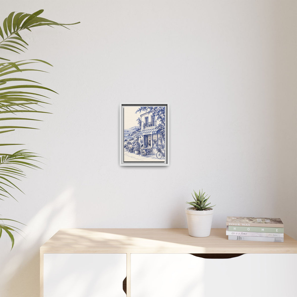 Sereno by Café Vivere - Pacific Coast Highway Blue Ink Matte Canvas Print, Framed (Multi-color)