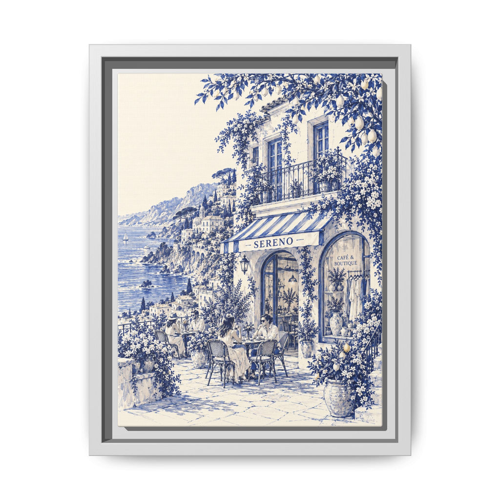 Sereno by Café Vivere - Amalfi Coast Blue Ink Matte Canvas Print, Framed (Multi-color)