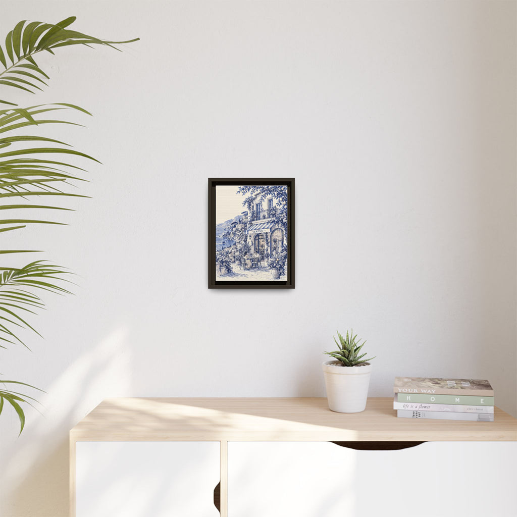 Sereno by Café Vivere - Amalfi Coast Blue Ink Matte Canvas Print, Framed (Multi-color)