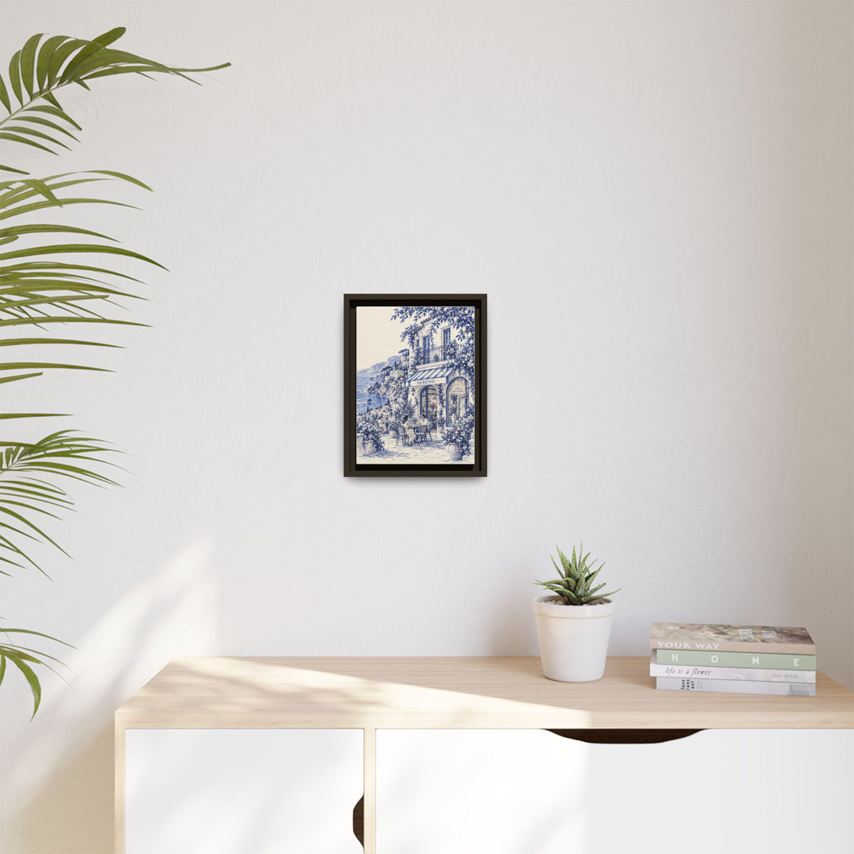 Sereno by Café Vivere - Amalfi Coast Blue Ink Matte Canvas Print, Framed (Multi-color)