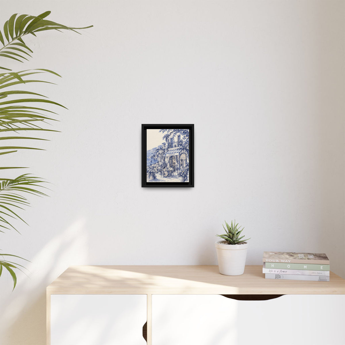 Sereno by Café Vivere - Amalfi Coast Blue Ink Matte Canvas Print, Framed (Multi-color)