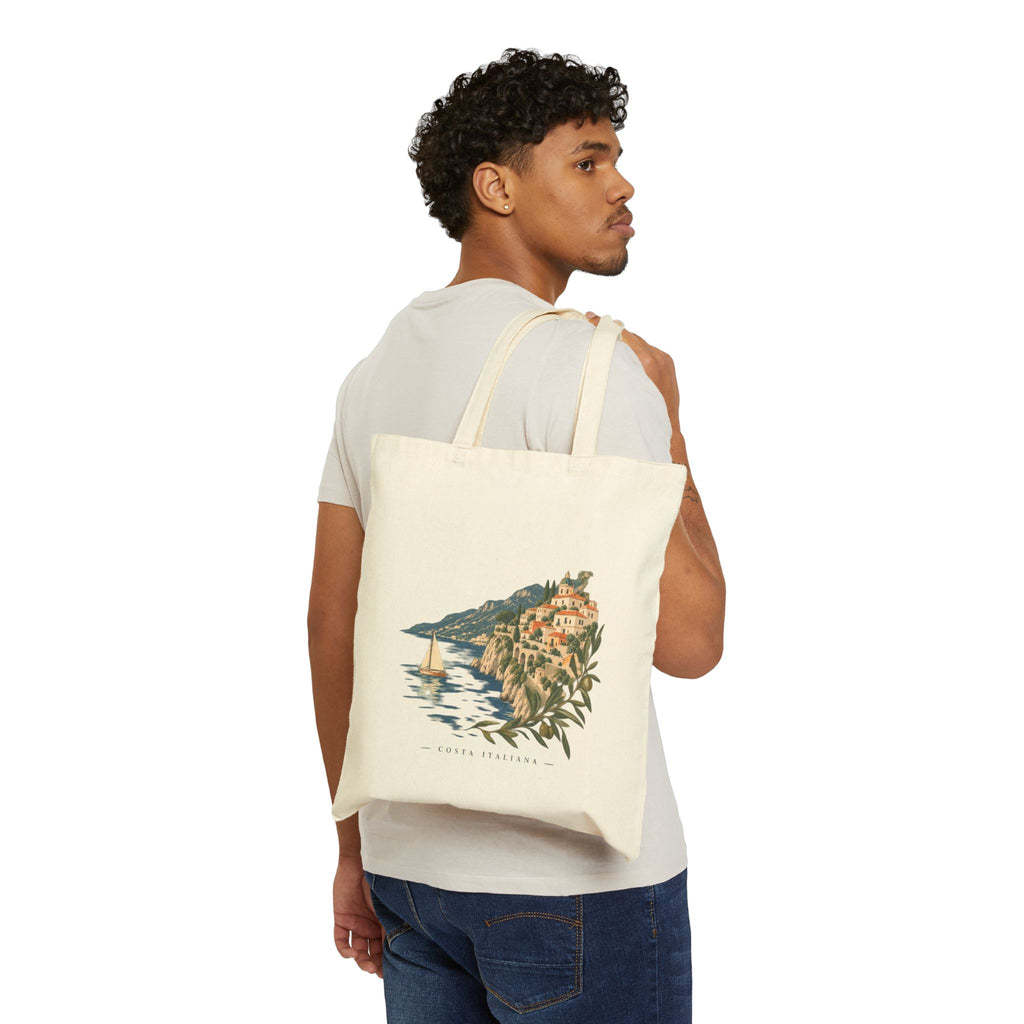 Italian Coastline Canvas Tote — Sereno Scenic Beach Village Bag