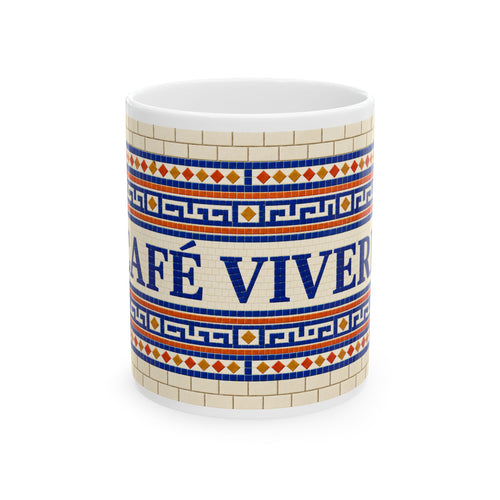 Café Vivere Ceramic Mug — Vintage Tile Pattern (11oz & 15oz)