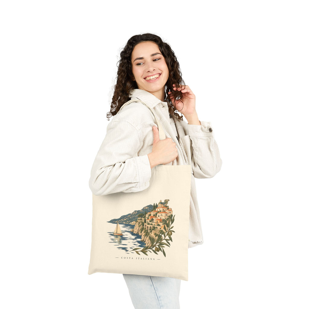 Italian Coastline Canvas Tote — Sereno Scenic Beach Village Bag