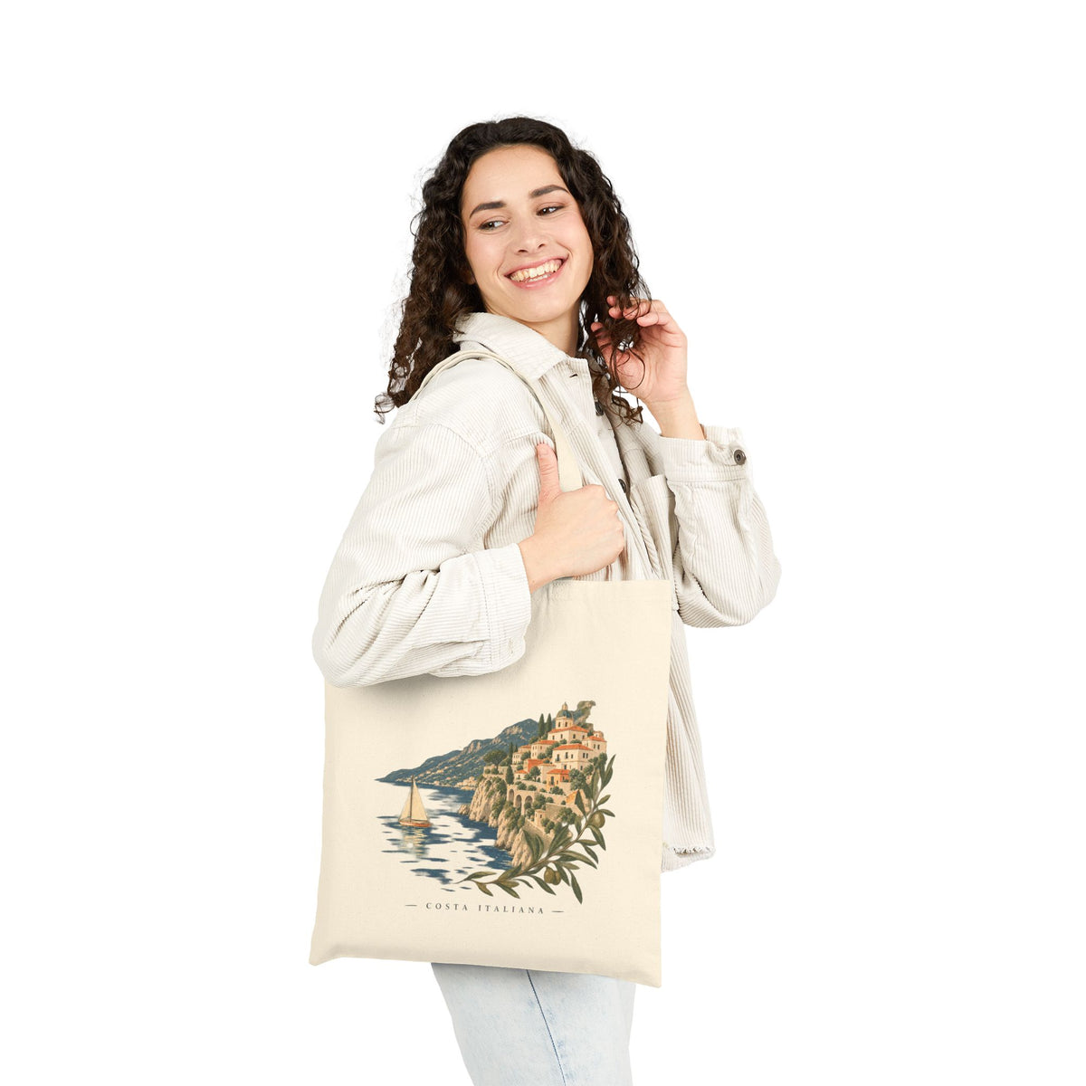 Italian Coastline Canvas Tote — Sereno Scenic Beach Village Bag