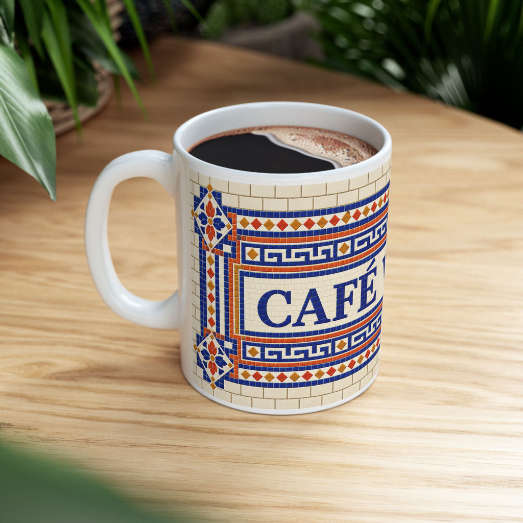 Café Vivere Ceramic Mug — Vintage Tile Pattern (11oz & 15oz)