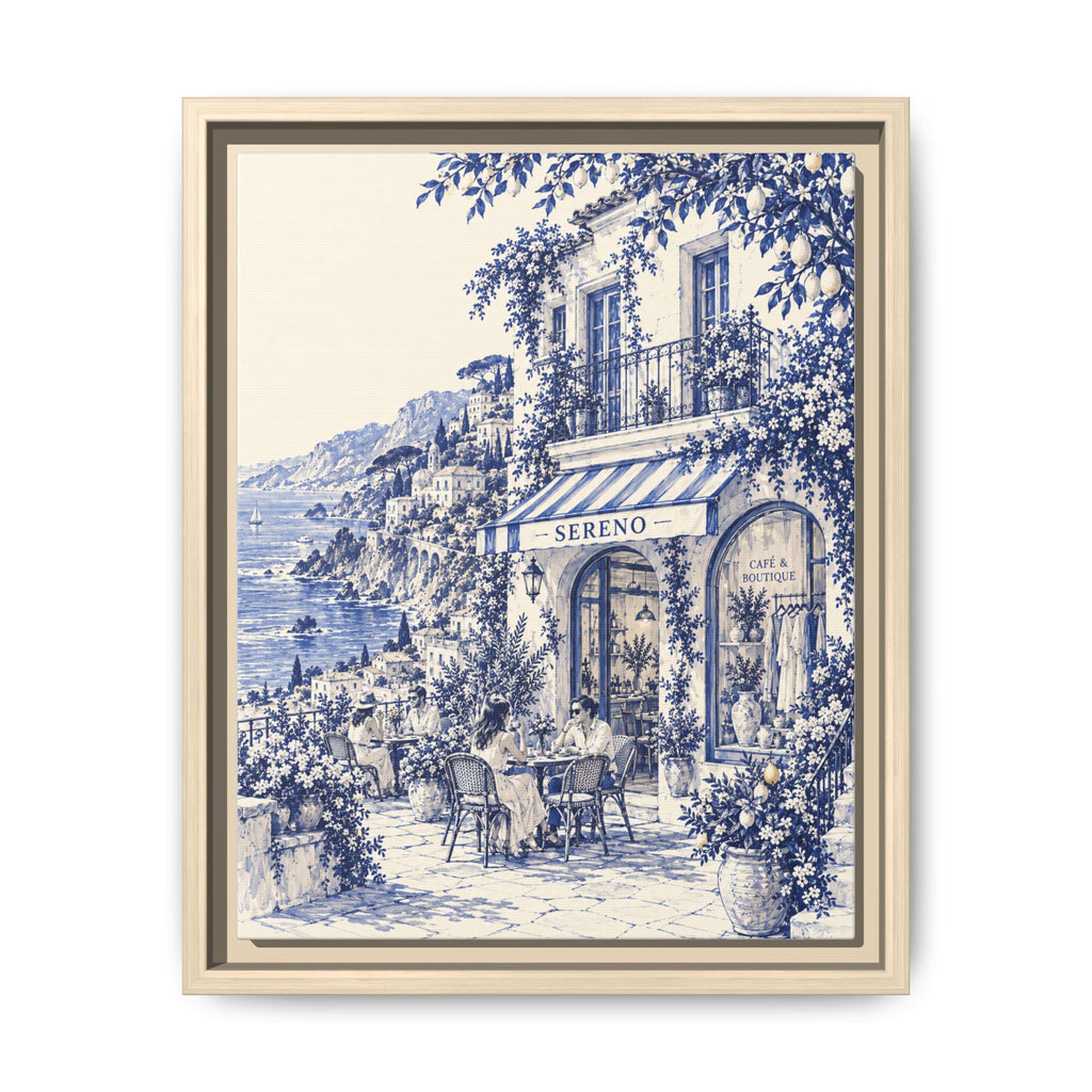 Sereno by Café Vivere - Amalfi Coast Blue Ink Matte Canvas Print, Framed (Multi-color)