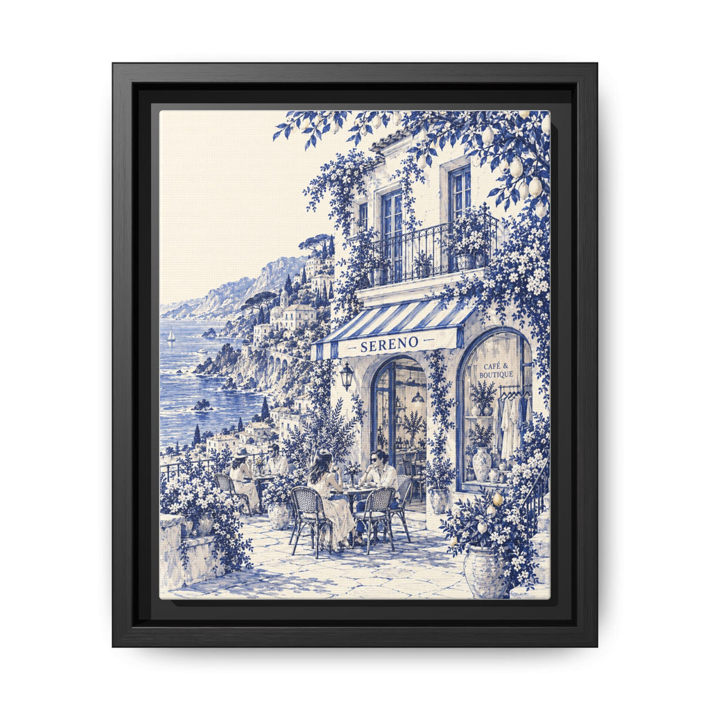 Sereno by Café Vivere - Amalfi Coast Blue Ink Matte Canvas Print, Framed (Multi-color)
