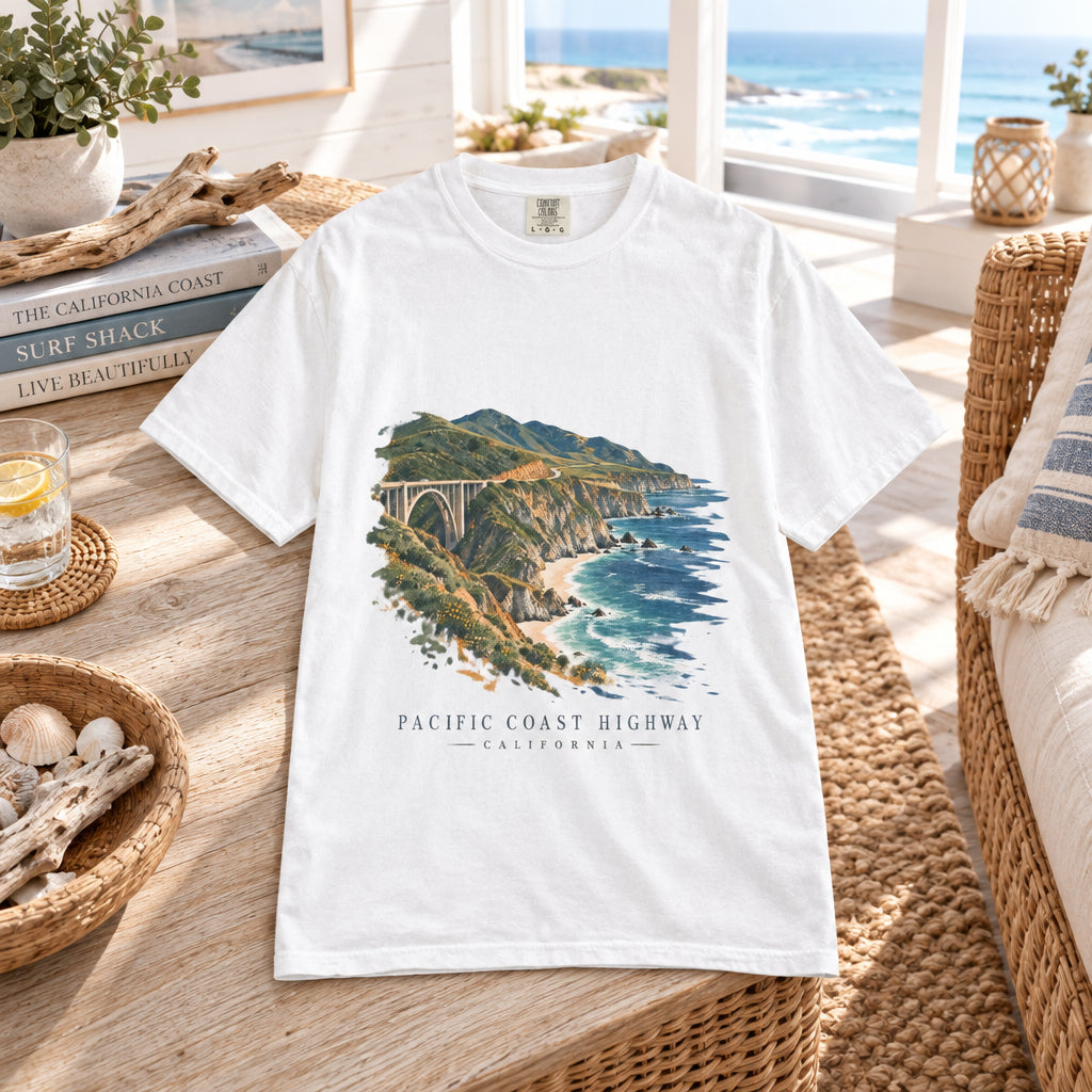 Pacific Coast Highway T-Shirt — Café Vivere Bixby Bridge California Scenic Tee
