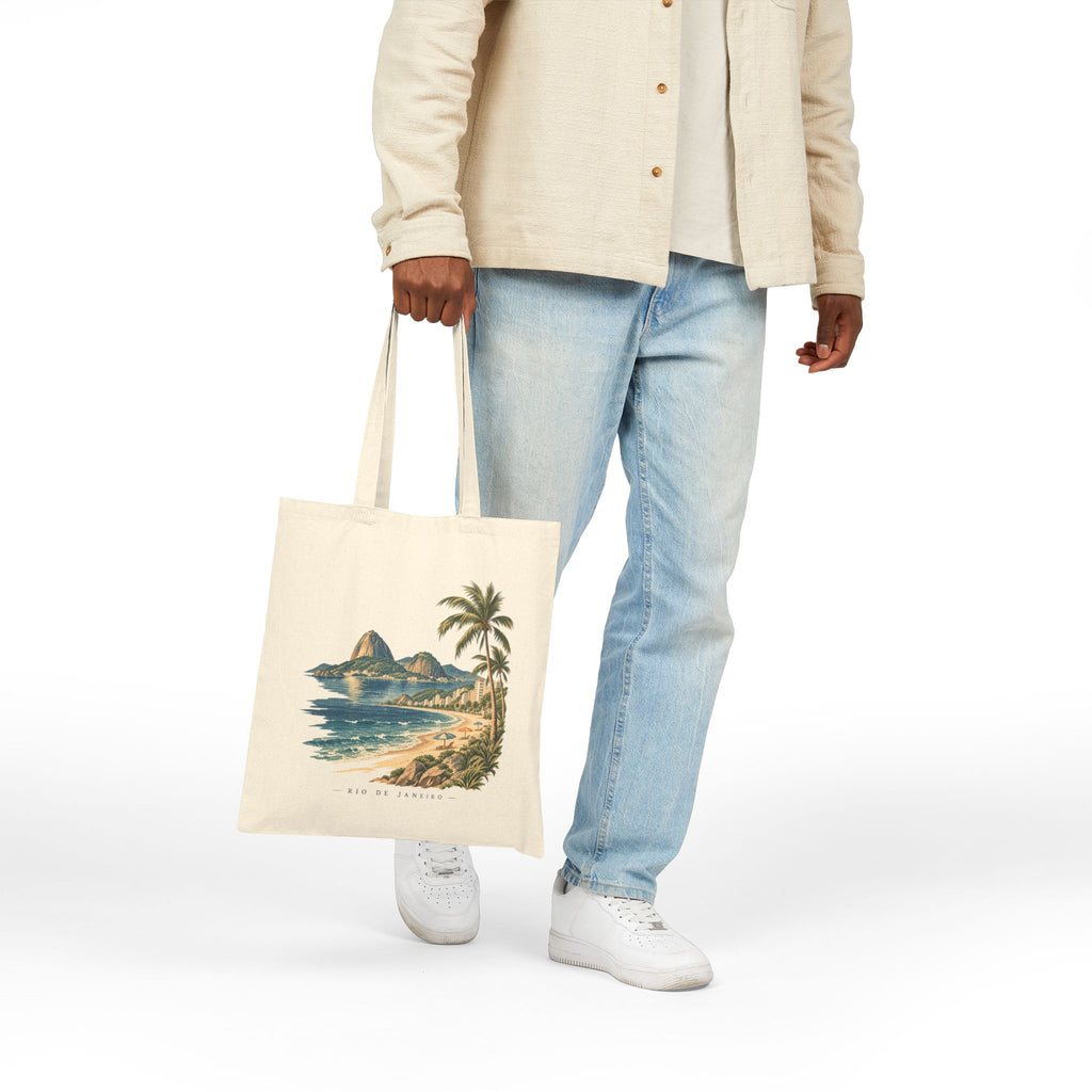 Beach Vintage Tote Bag — Rio de Janeiro Sugar Loaf Seaside Sereno Bag