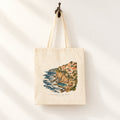 Sereno Seaside Cliffs Canvas Tote — Azenhas do Mar Portugal Illustrated Beach Town Bag